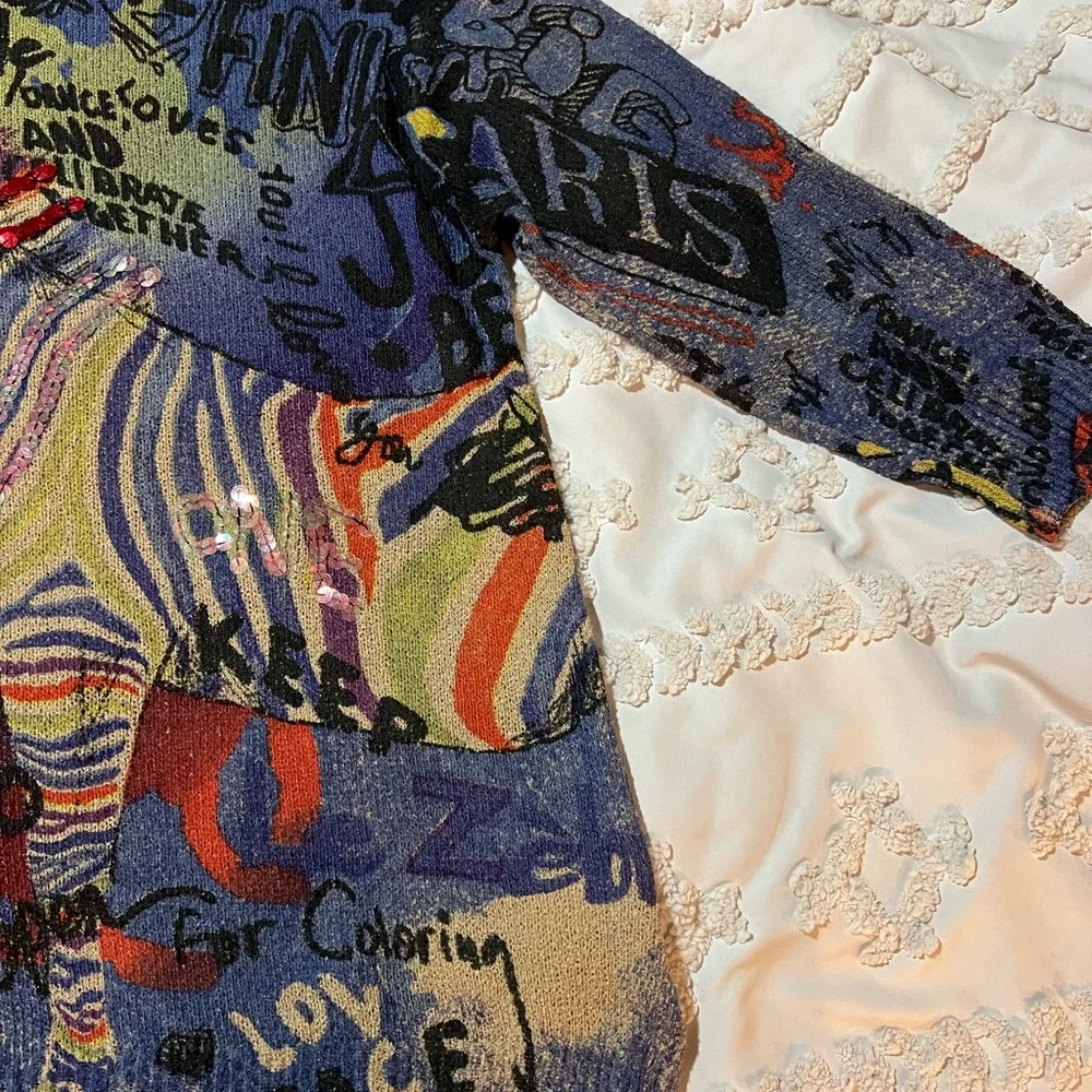 John Mark Multicolor Graphic Sweater - Picture 4 of 12